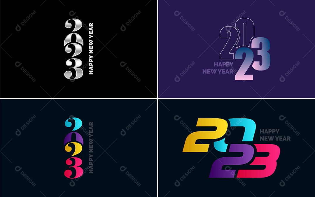 Logotipos 2023 Feliz Ano Novo Ilustração Vetor EPS