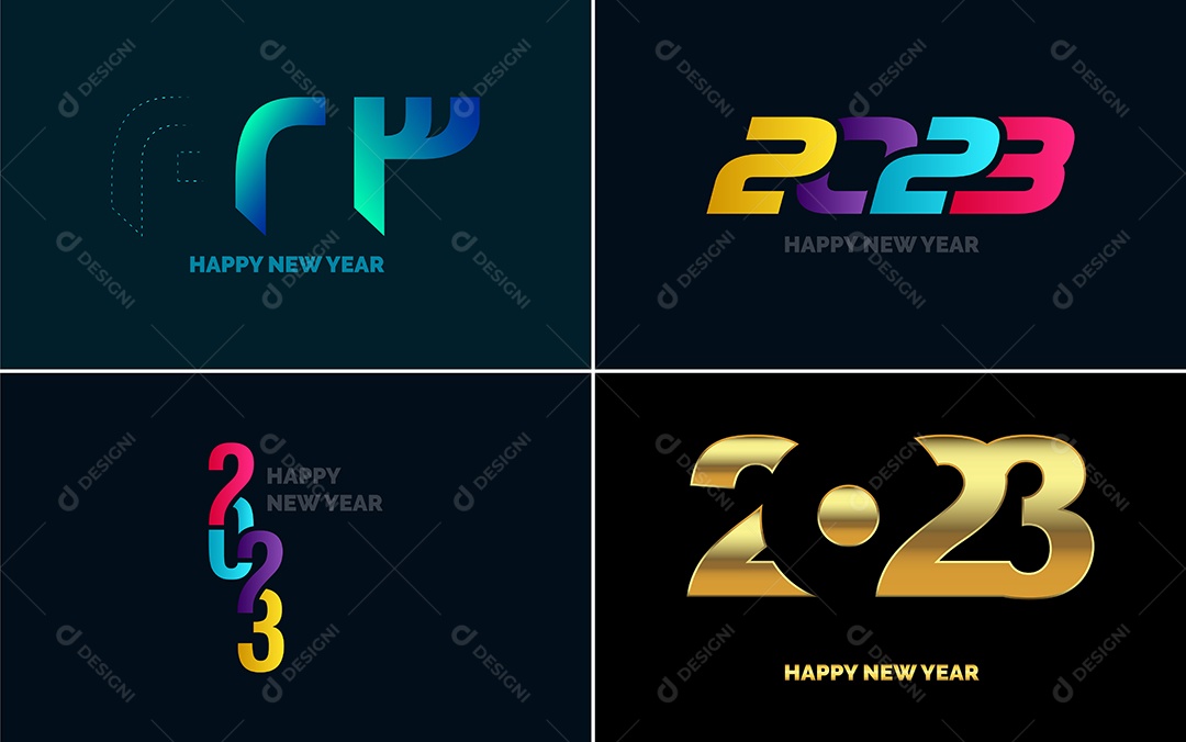 Logotipos 2023 Feliz Ano Novo Ilustração Vetor EPS