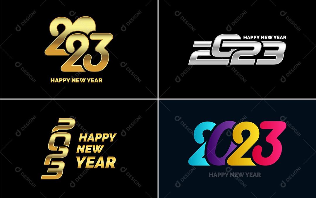 Logotipos 2023 Feliz Ano Novo Ilustração Vetor EPS