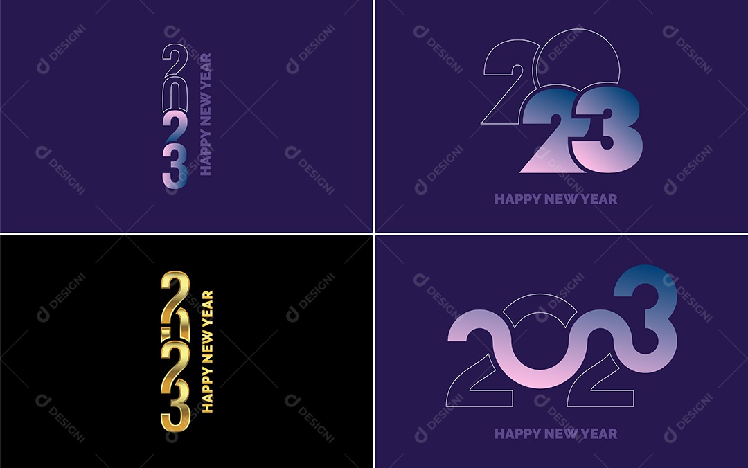 Logotipos 2023 Feliz Ano Novo Ilustração Vetor EPS