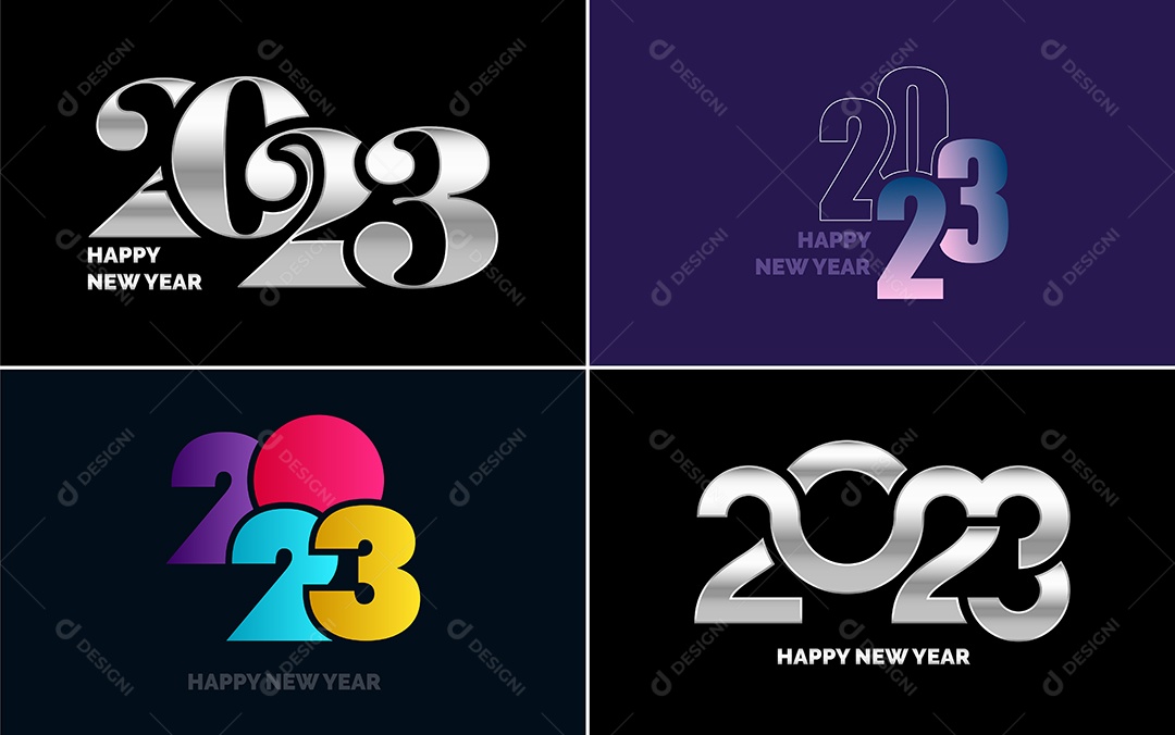 Logotipos 2023 Feliz Ano Novo Ilustração Vetor EPS