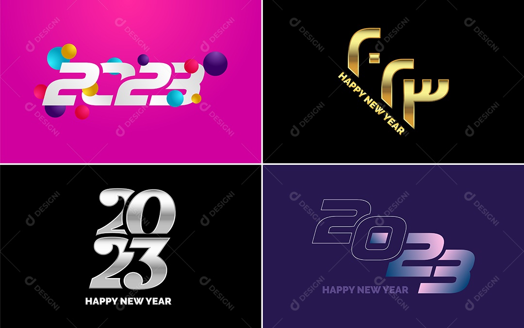 Logotipos 2023 Feliz Ano Novo Ilustração Vetor EPS