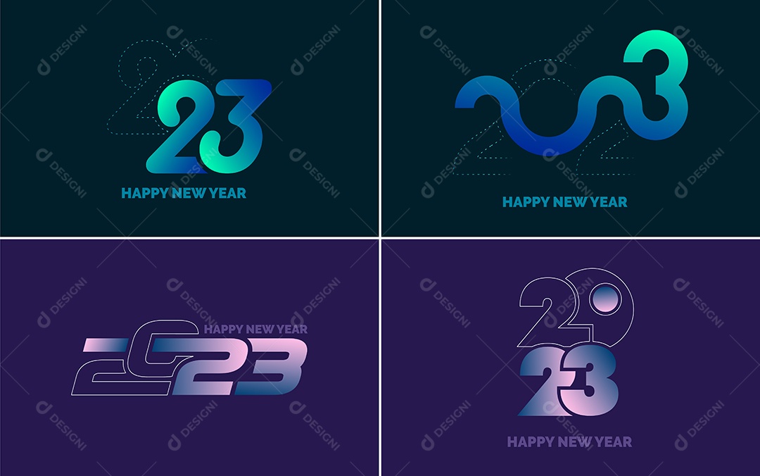 Logotipos 2023 Feliz Ano Novo Ilustração Vetor EPS