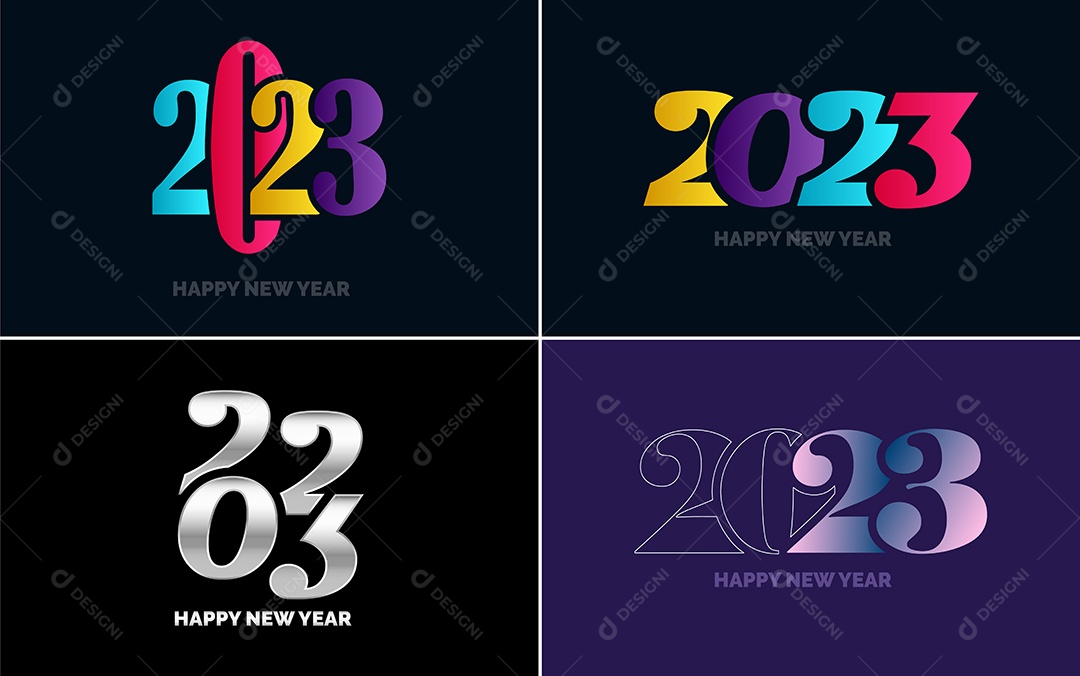 Logotipos 2023 Feliz Ano Novo Ilustração Vetor EPS