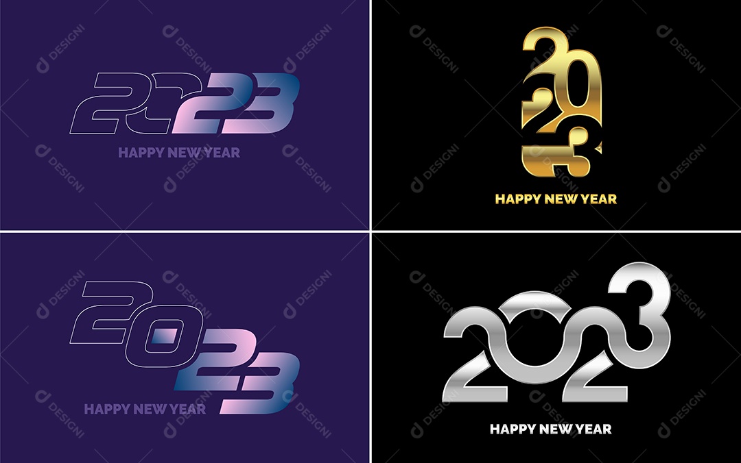 Logotipos 2023 Feliz Ano Novo Ilustração Vetor EPS