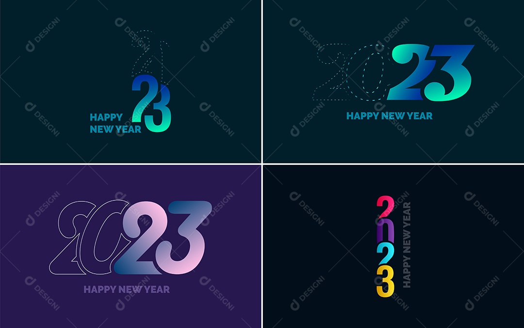 Logotipos 2023 Feliz Ano Novo Ilustração Vetor EPS