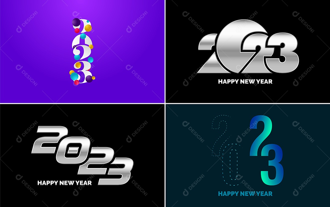Logotipos 2023 Feliz Ano Novo Ilustração Vetor EPS