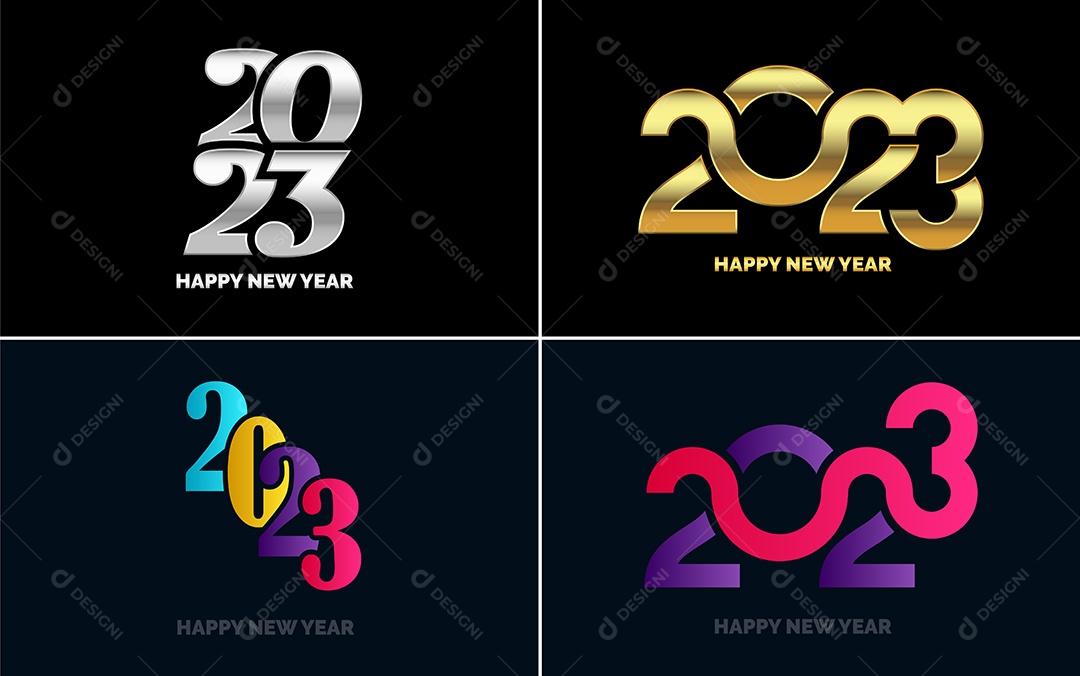 Logotipos 2023 Feliz Ano Novo Ilustração Vetor EPS