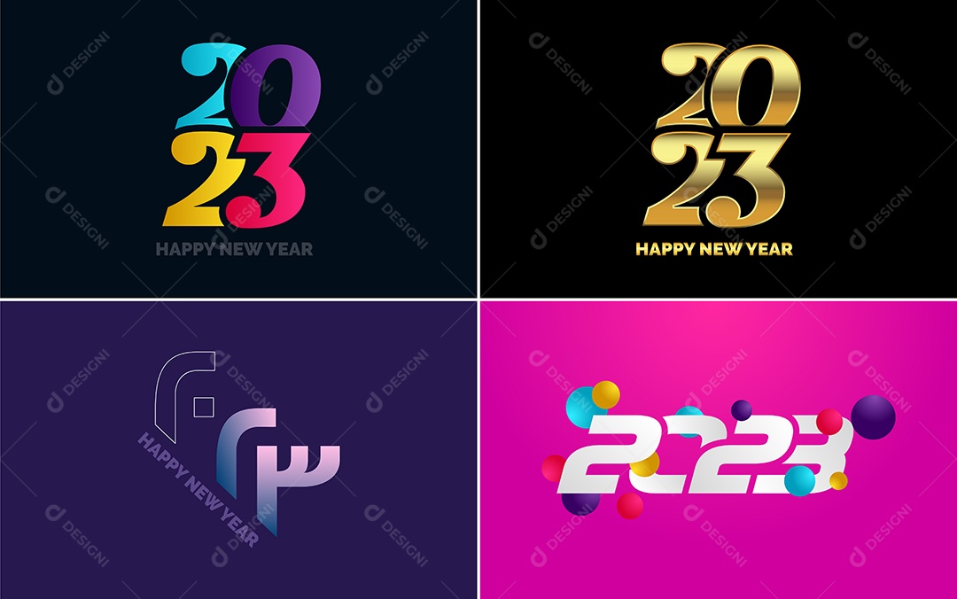 Logotipos 2023 Feliz Ano Novo Ilustração Vetor EPS