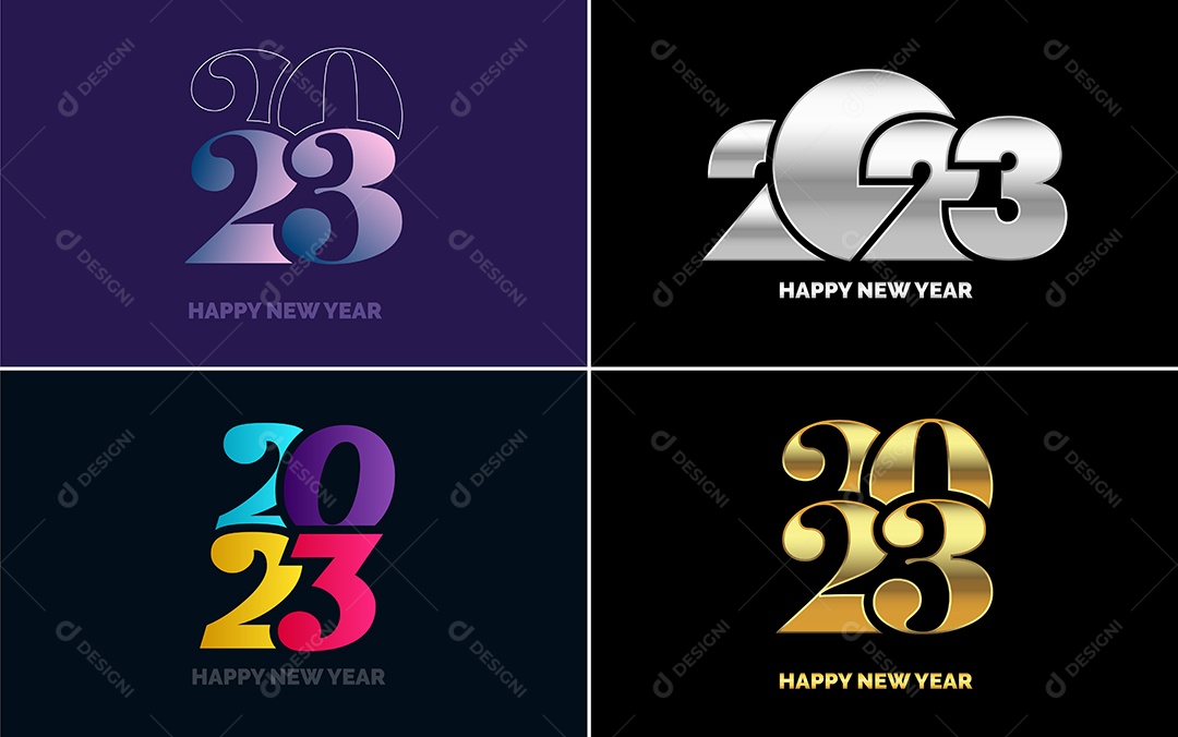 Logotipos 2023 Feliz Ano Novo Ilustração Vetor EPS