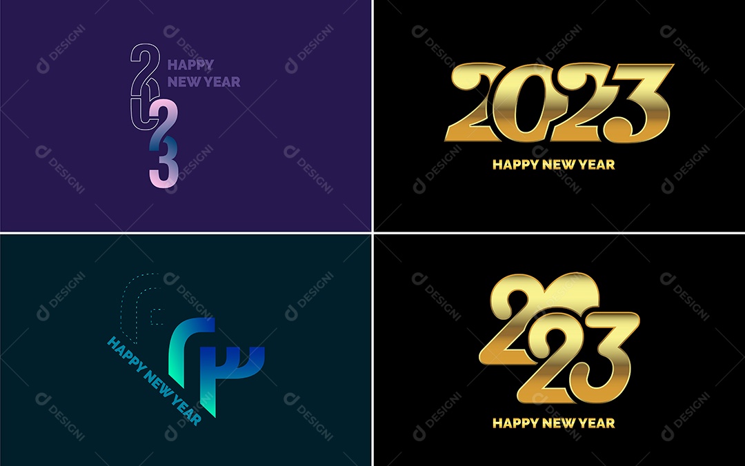 Logotipos 2023 Feliz Ano Novo Ilustração Vetor EPS
