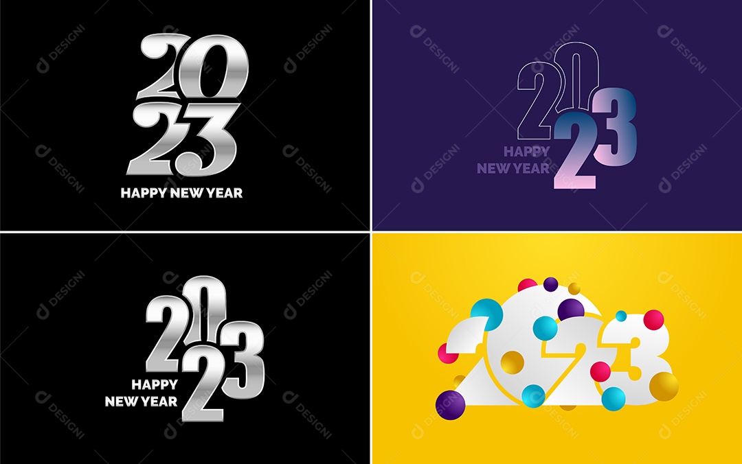 Logotipos 2023 Feliz Ano Novo Ilustração Vetor EPS