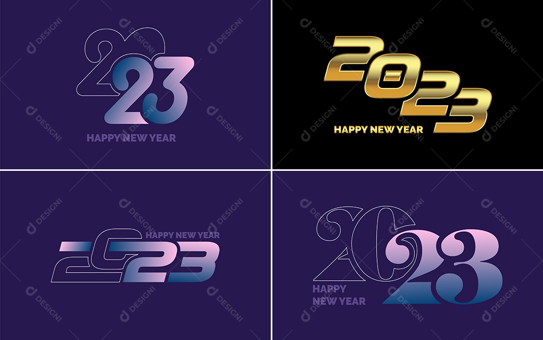 Logotipos 2023 Feliz Ano Novo Ilustração Vetor EPS