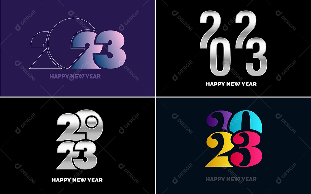Logotipos 2023 Feliz Ano Novo Ilustração Vetor EPS