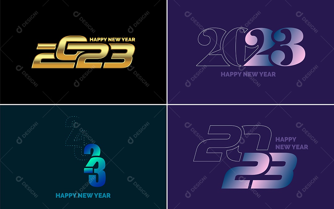 Logotipos 2023 Feliz Ano Novo Ilustração Vetor EPS
