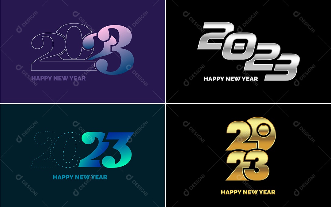 Logotipos 2023 Feliz Ano Novo Ilustração Vetor EPS