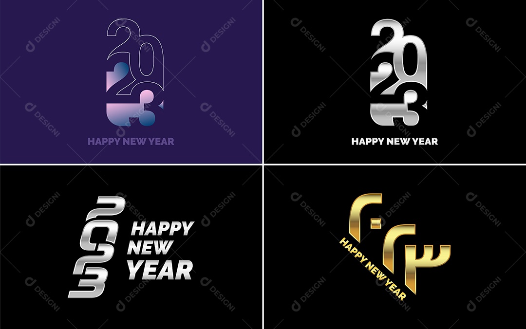 Logotipos 2023 Feliz Ano Novo Ilustração Vetor EPS
