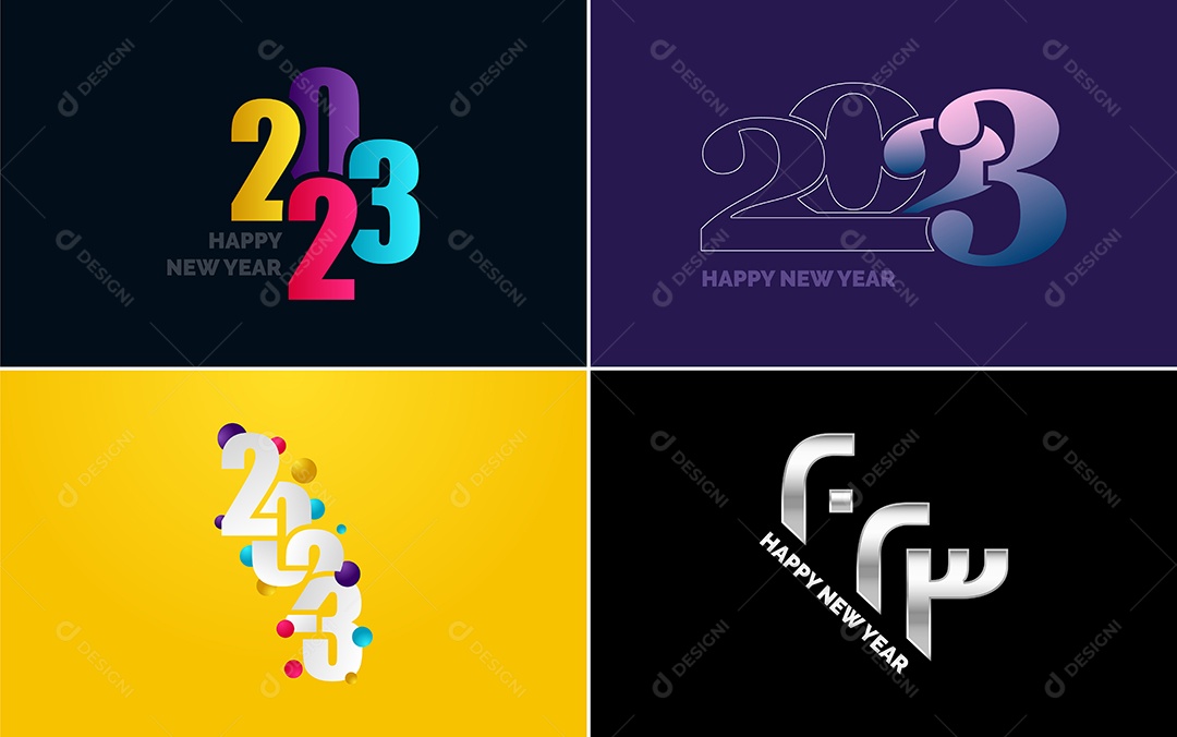 Logotipos 2023 Feliz Ano Novo Ilustração Vetor EPS