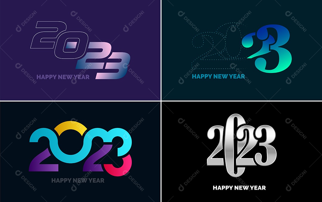 Logotipos 2023 Feliz Ano Novo Ilustração Vetor EPS