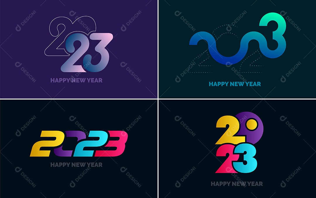 Logotipos 2023 Feliz Ano Novo Ilustração Vetor EPS