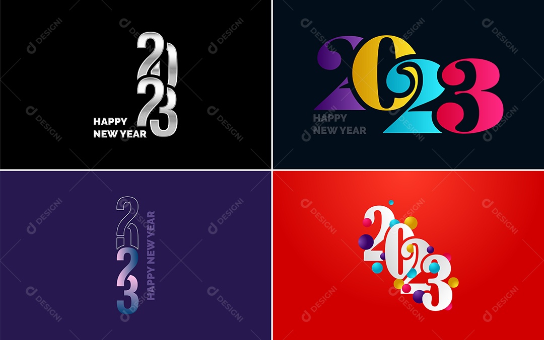Logotipo 2023 Feliz Ano Novo Ilustração Vetor EPS