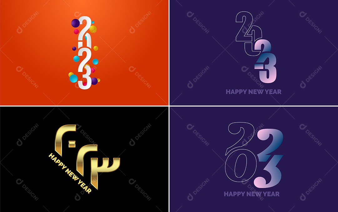 Logotipo 2023 Feliz Ano Novo Ilustração Vetor EPS