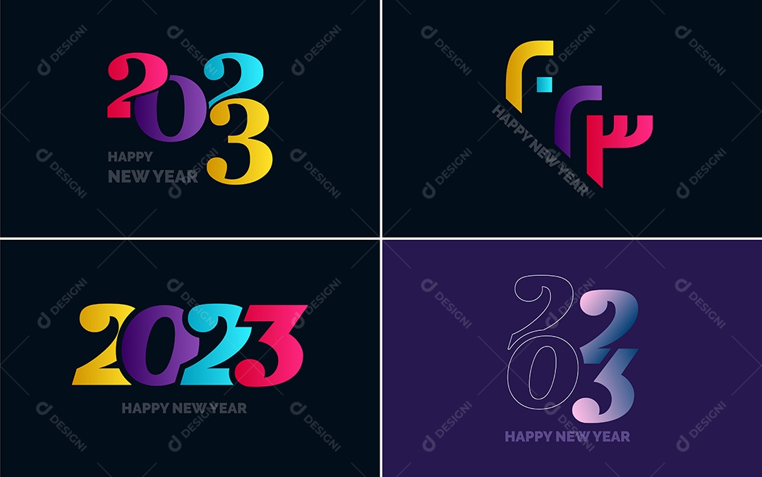 Logotipo 2023 Feliz Ano Novo Ilustração Vetor EPS