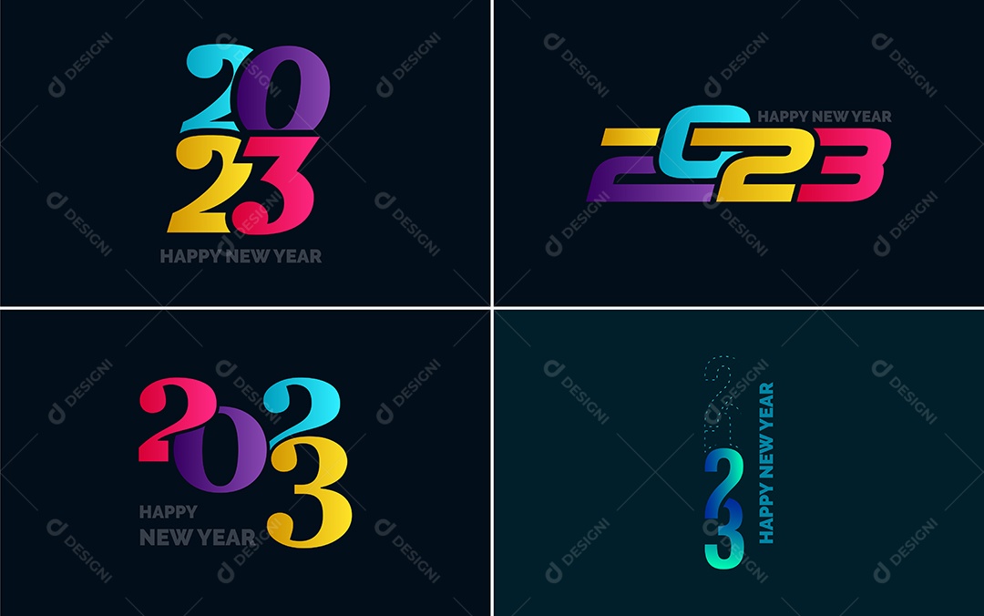 Logotipo 2023 Feliz Ano Novo Ilustração Vetor EPS