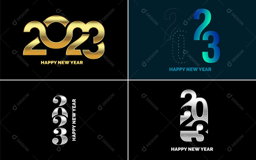 Logotipo 2023 Feliz Ano Novo Ilustração Vetor EPS