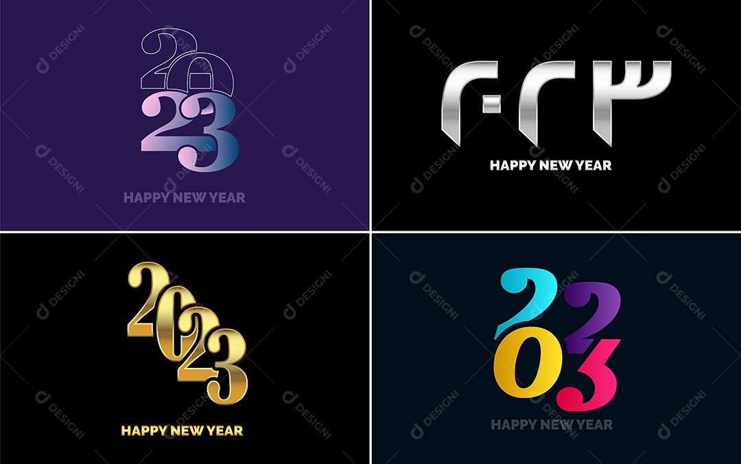 Logotipo 2023 Feliz Ano Novo Ilustração Vetor EPS