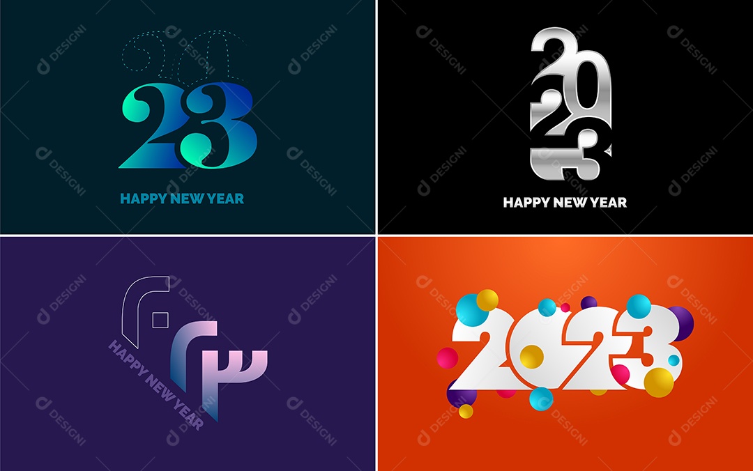 Logotipo 2023 Feliz Ano Novo Ilustração Vetor EPS