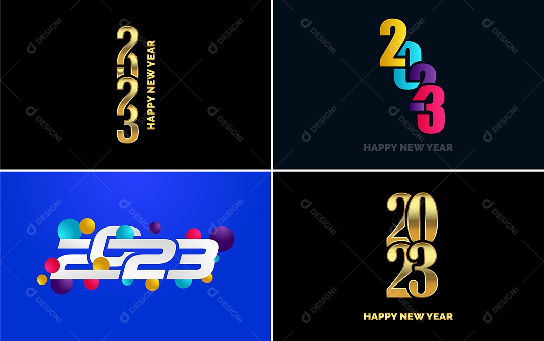 Logotipo 2023 Feliz Ano Novo Ilustração Vetor EPS