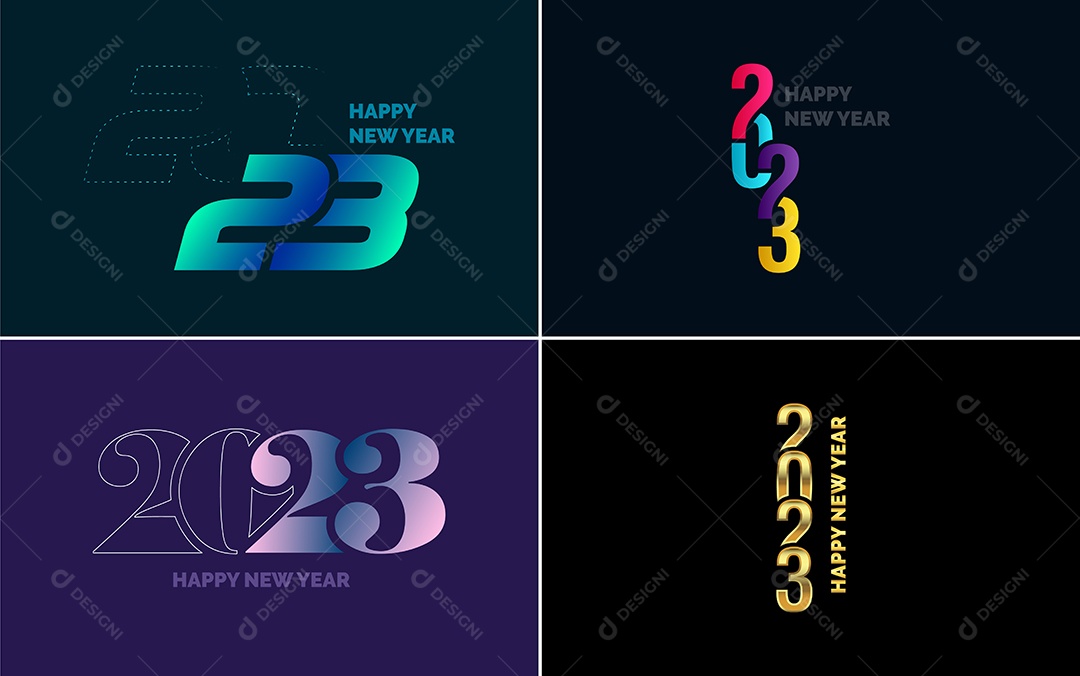 Logotipo 2023 Feliz Ano Novo Ilustração Vetor EPS