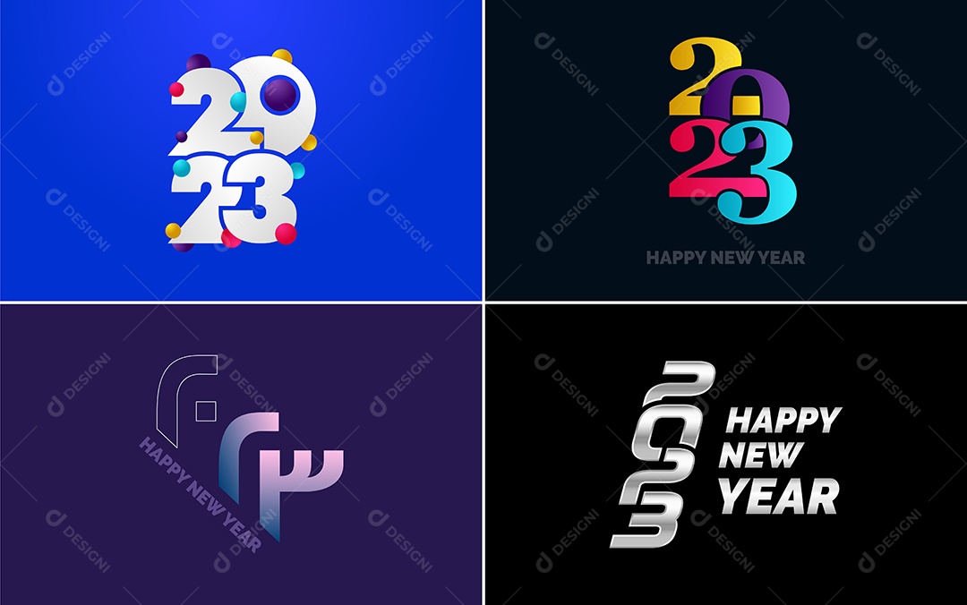 Logotipo 2023 Feliz Ano Novo Ilustração Vetor EPS