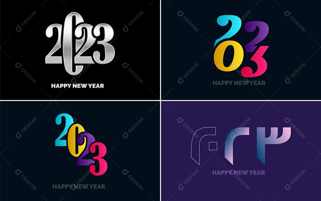 Logotipo 2023 Feliz Ano Novo Ilustração Vetor EPS
