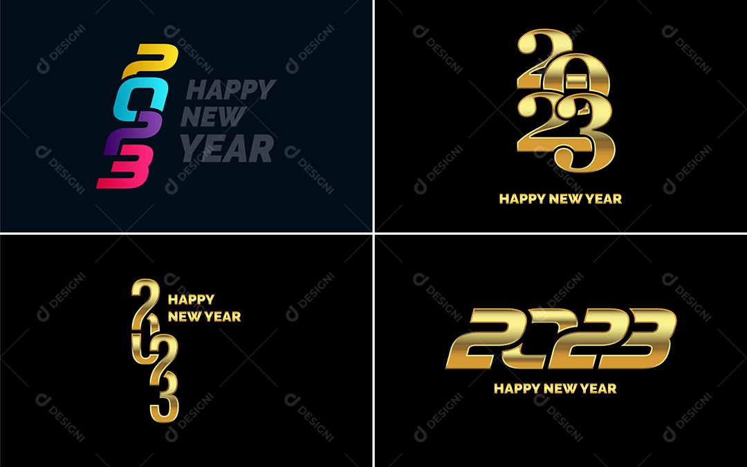 Logotipo 2023 Feliz Ano Novo Ilustração Vetor EPS