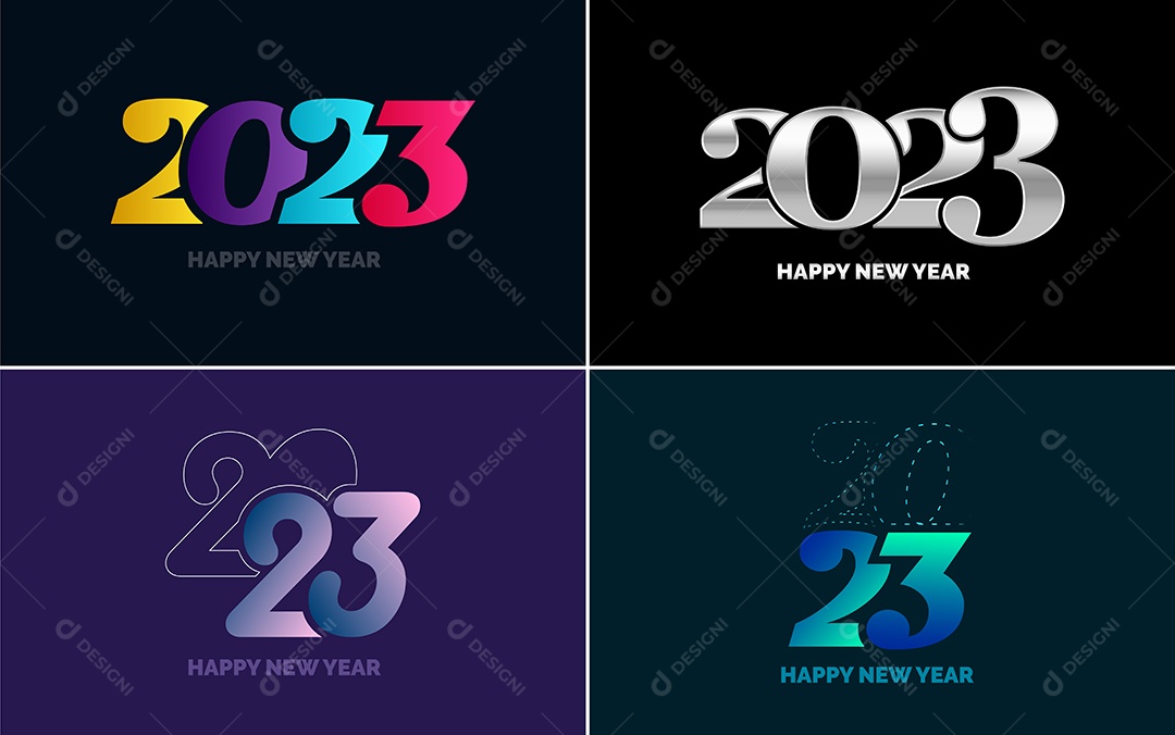 Logotipo 2023 Feliz Ano Novo Ilustração Vetor EPS