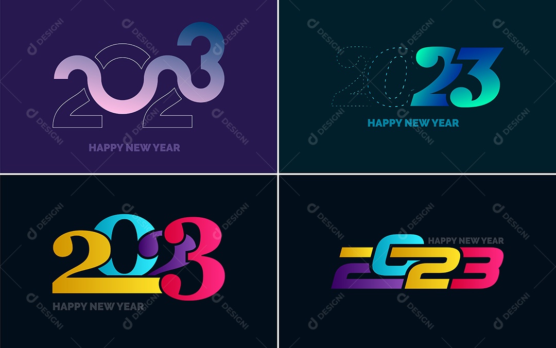 Logotipo 2023 Feliz Ano Novo Ilustração Vetor EPS