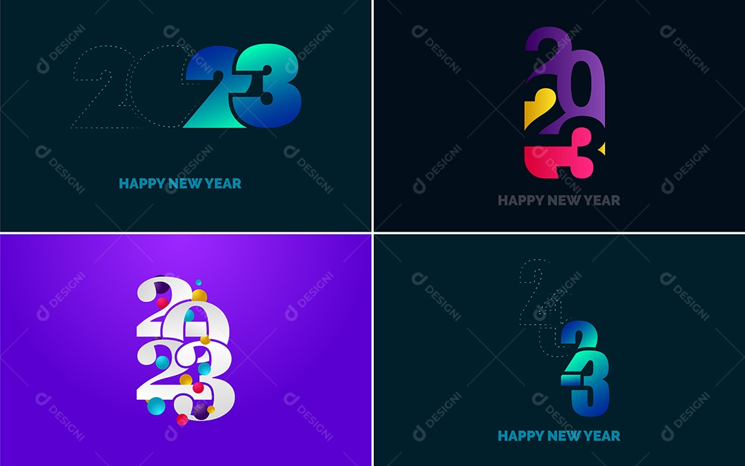 Logotipo 2023 Feliz Ano Novo Ilustração Vetor EPS