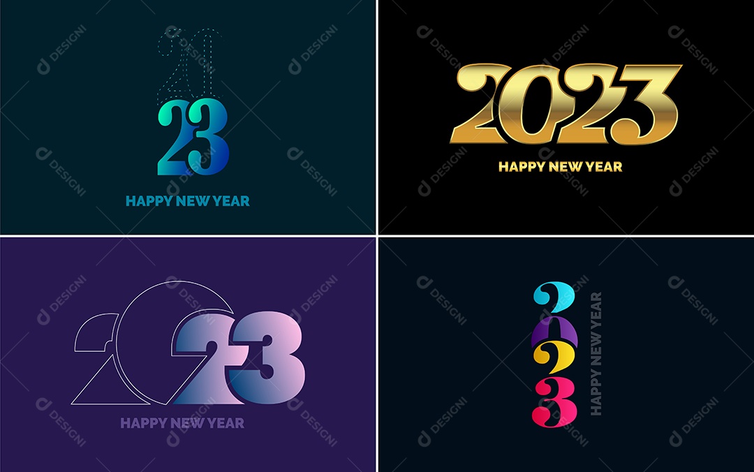 Logotipo 2023 Feliz Ano Novo Ilustração Vetor EPS
