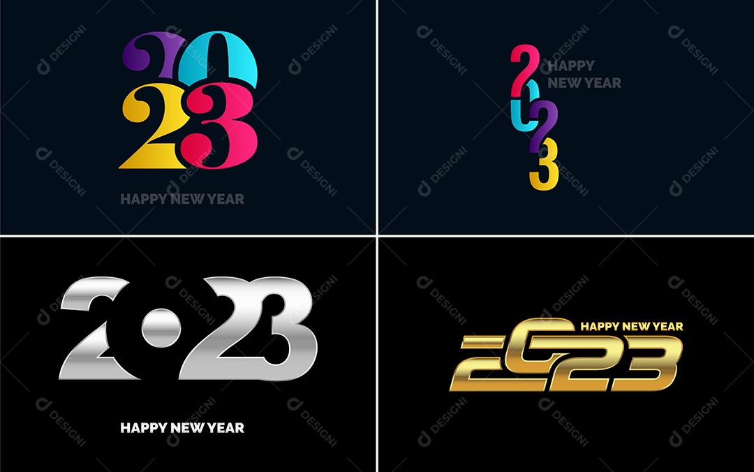 Logotipo 2023 Feliz Ano Novo Ilustração Vetor EPS