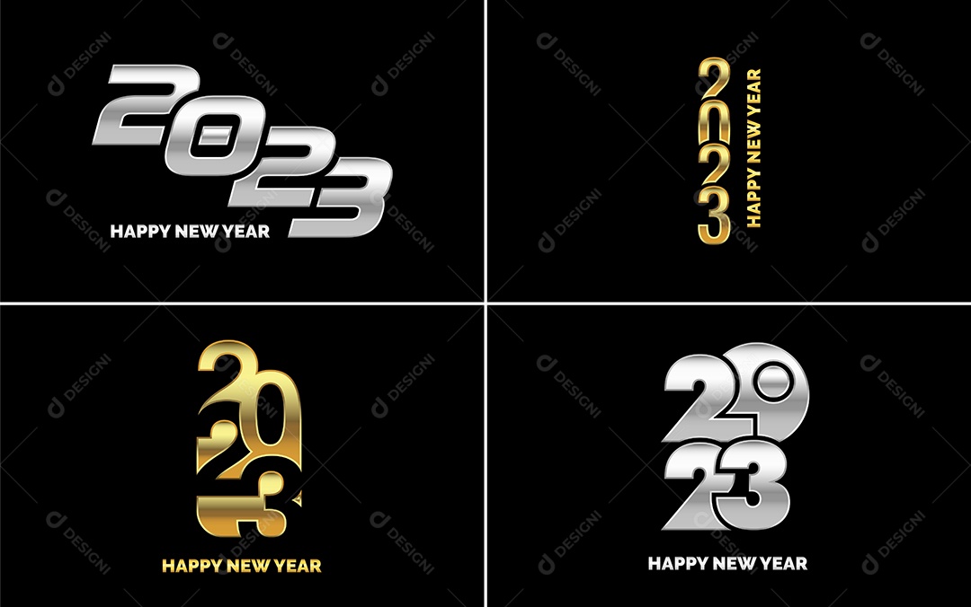 Logotipo 2023 Feliz Ano Novo Ilustração Vetor EPS