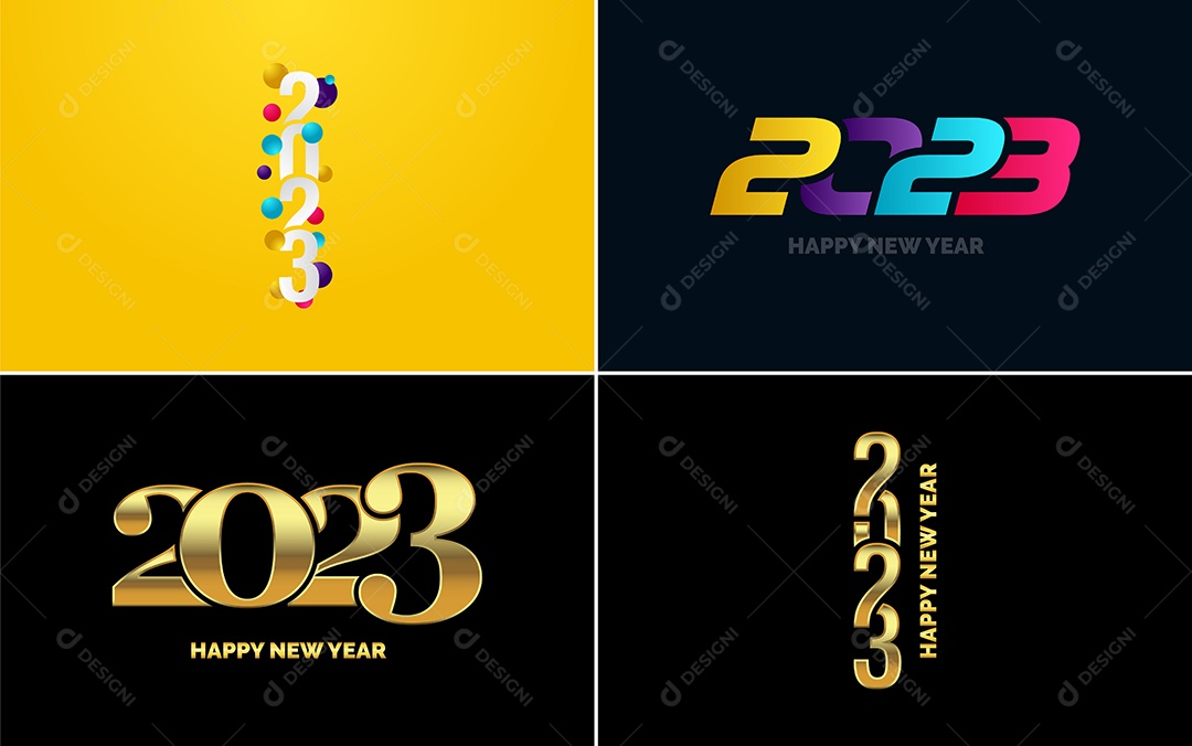 Logotipo 2023 Feliz Ano Novo Ilustração Vetor EPS