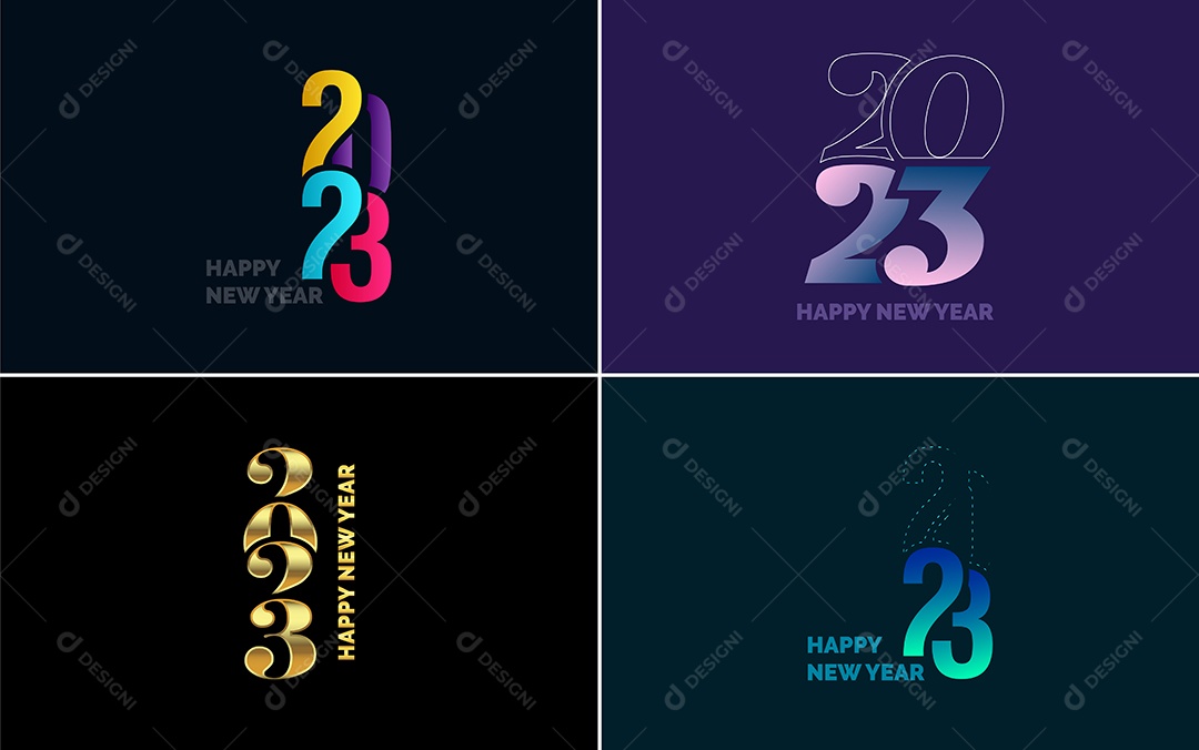 Logotipo 2023 Feliz Ano Novo Ilustração Vetor EPS