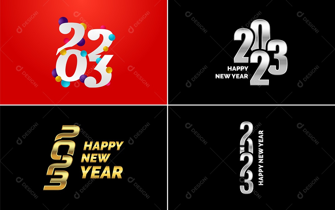 Logotipo 2023 Feliz Ano Novo Ilustração Vetor EPS