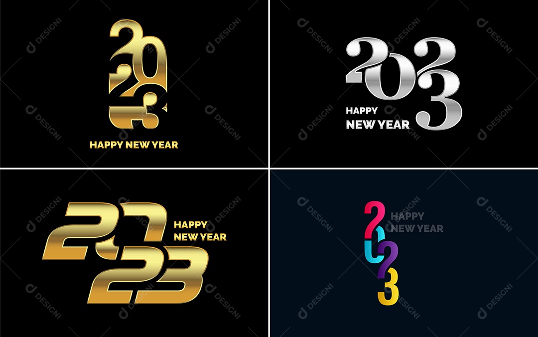 Logotipo 2023 Feliz Ano Novo Ilustração Vetor EPS