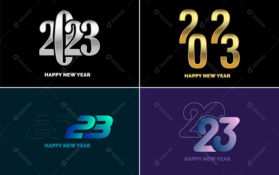 Logotipo 2023 Feliz Ano Novo Ilustração Vetor EPS