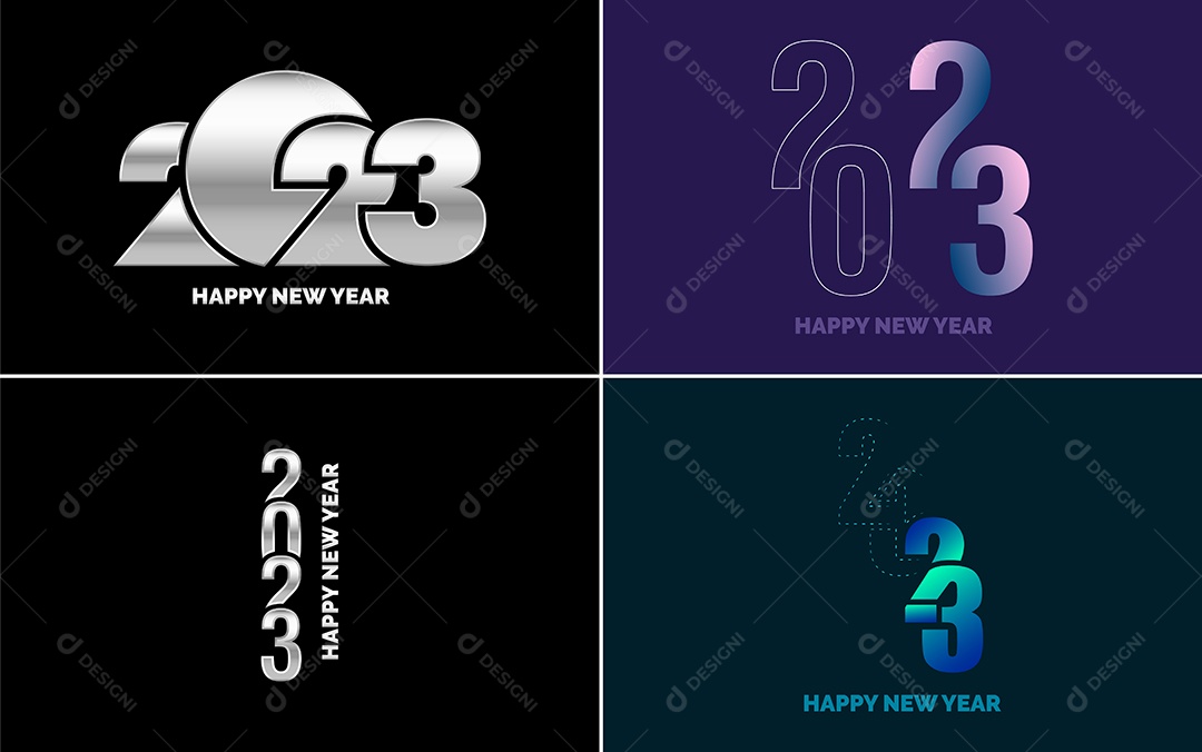 Logotipo 2023 Feliz Ano Novo Ilustração Vetor EPS
