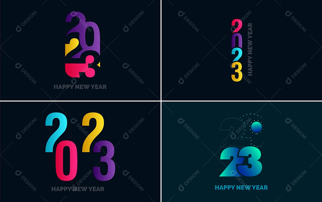 Logotipo 2023 Feliz Ano Novo Ilustração Vetor EPS