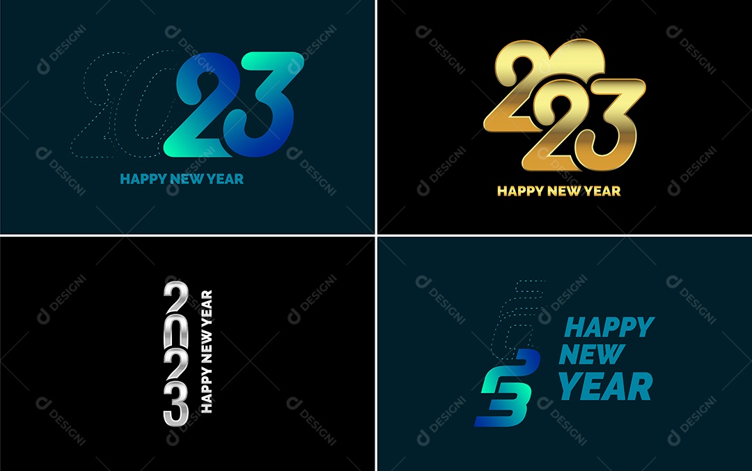 Logotipo 2023 Feliz Ano Novo Ilustração Vetor EPS